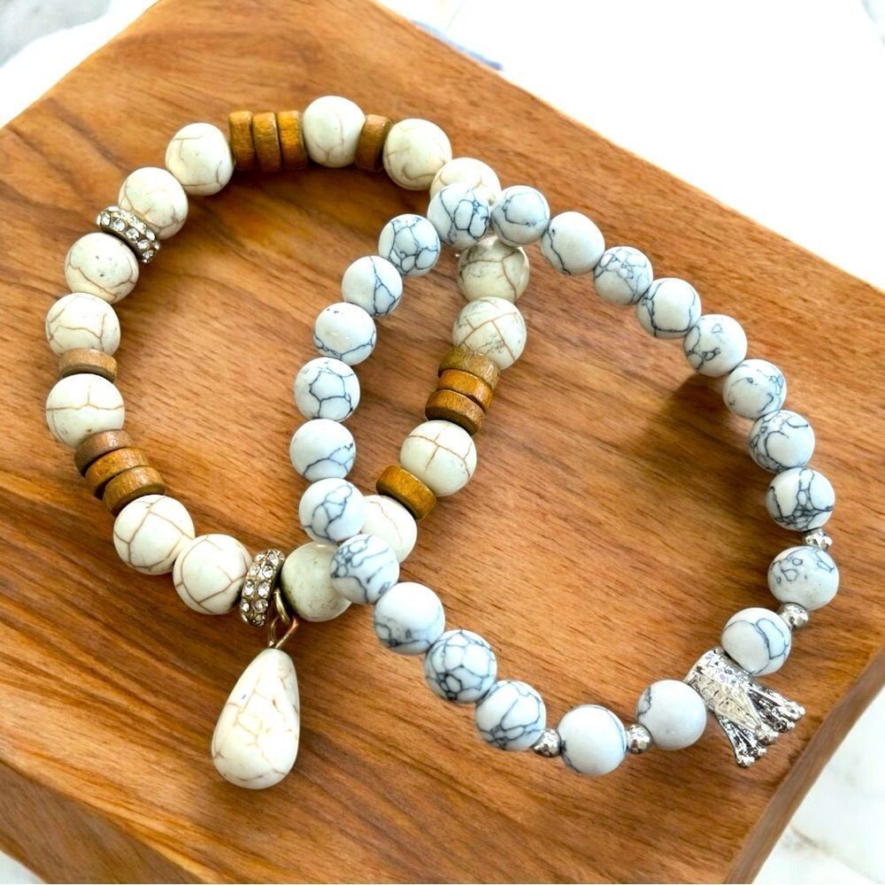 NWT BOHO WHITE HOWLITE BRACELETS